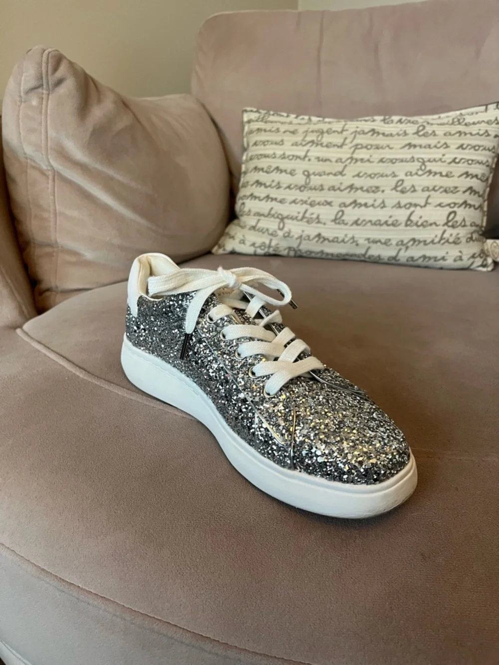 kate spade Silver Glitter Platform Sneakers - Picture 7 of 9